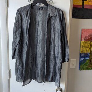 Vintage Eileen Fisher Gray Linen Silk Sweater Cardigan Size Small